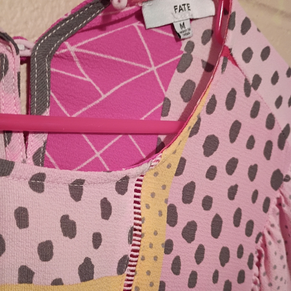 Fate Multicolor Patchwork Blouse Size M - image 6